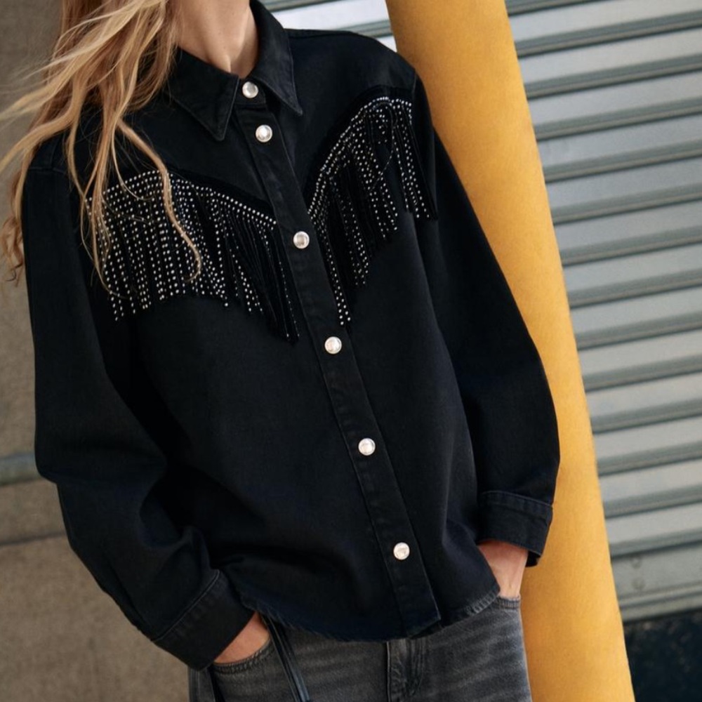 Zara Denim Rhinstone Jacket